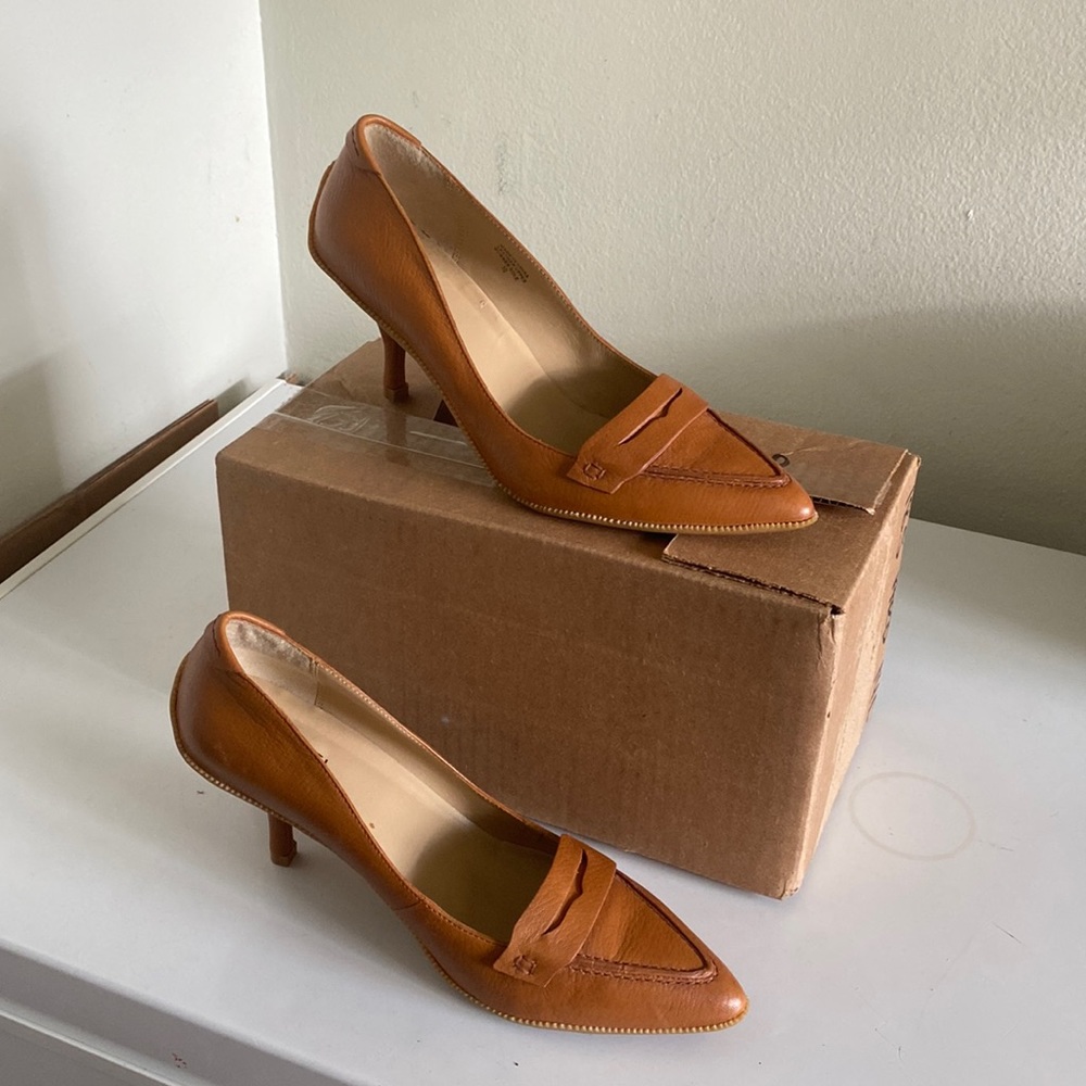 Michael Kors Women's High Heels Pump Brown Leather Slip On Size 10M